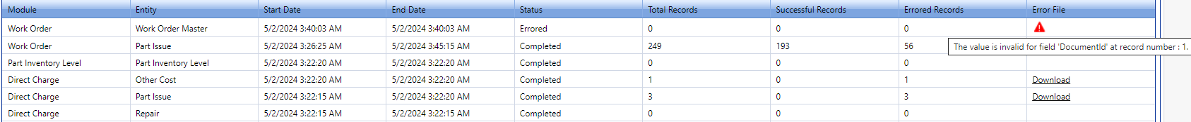Mass Updated Import Grid